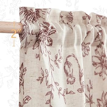 Amazon.com: jinchan Floral Linen Tier Curtains Floral Brick